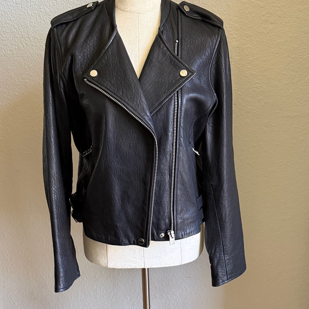 Lucky Brand Black Leather Moto Jacket